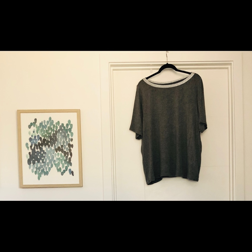 Lane Bryant Gray Shirt with Silver Neckline Detail